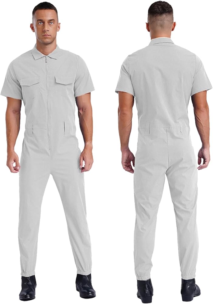 Amazon.com: Lejafay Mens Work Overalls Short Sleeve Front